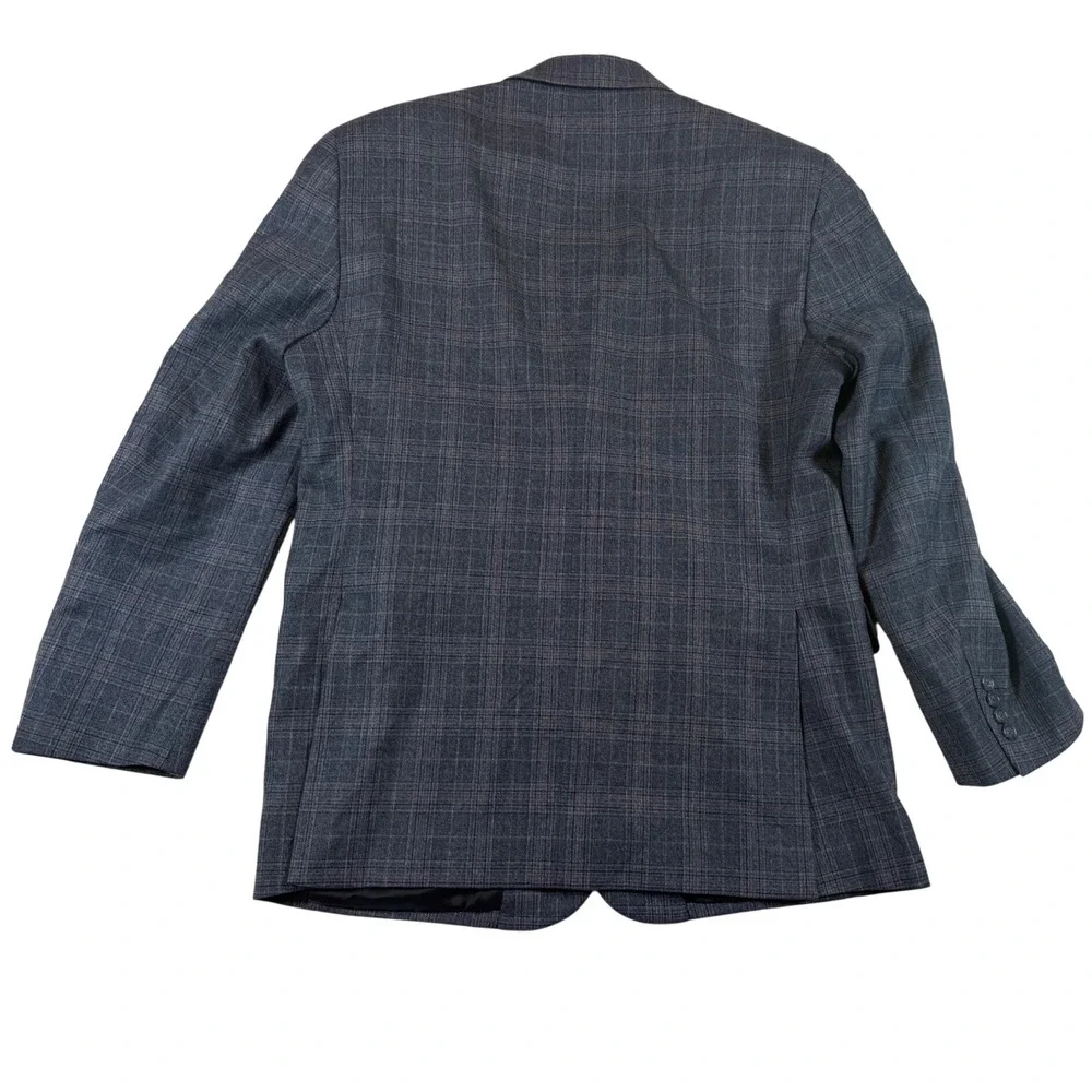 Jos. A Bank Traveler Collection Men 42R Blue Tartan Plaid Wool Blazer Sport Coat